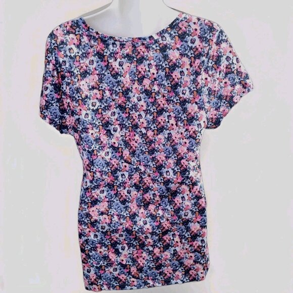 Paisley Sky Floral Maternity Top Womens Large Short Sleeve - Picture 4 of 8